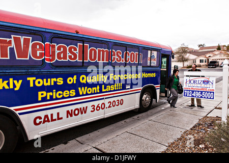 Foreclosure real estate bus tour in Las Vegas, NV. Stock Photo