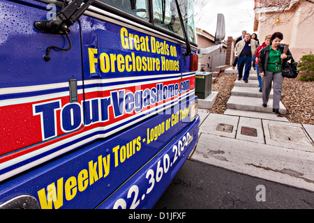 Foreclosure real estate bus tour in Las Vegas, NV. Stock Photo