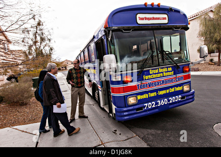 Foreclosure real estate bus tour in Las Vegas, NV. Stock Photo