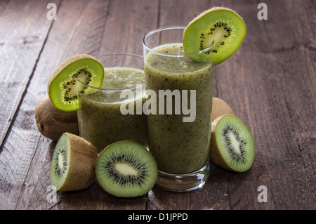 Fresh made Kiwi Shake with fresh fruits Stock Photo