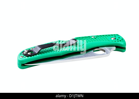 Folding pocket knife with one edge isolated on a white background Stock Photo