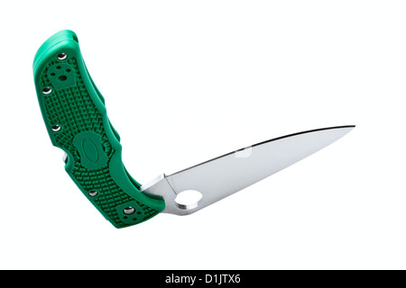 Folding pocket knife with one edge isolated on a white background Stock Photo