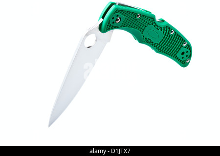 Folding pocket knife with one edge isolated on a white background Stock Photo