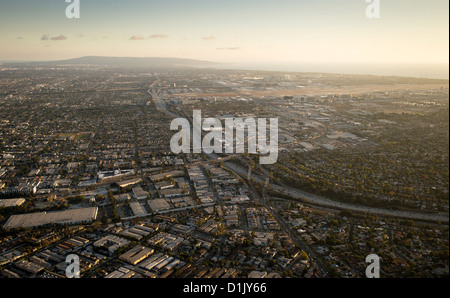 Aerial showing route 405 freeway October 12, 2012 in Los Angeles, CA. Stock Photo