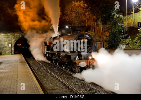 The steam locomotive Princess Elizabeth at night Stock Photo