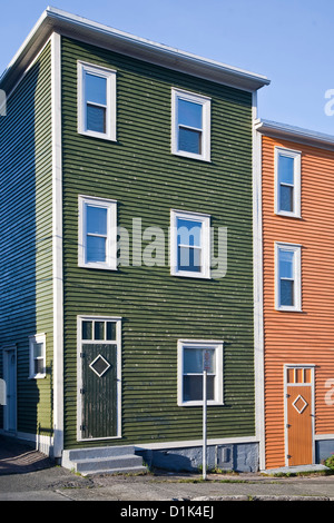 Colorful houses on the steep streets of St. John's, Newfoundland. Stock Photo