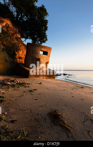 WWII Pillbox on beach at studland in Dorset Stock Photo