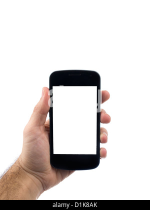 Hand holding smartphone Stock Photo