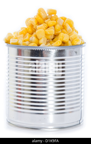 Canned Corn isolated on white Stock Photo