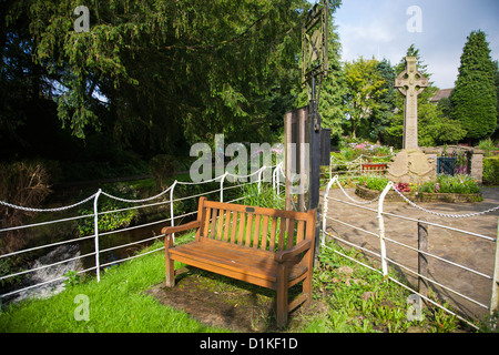 War memorial and Coronation Gardens in village of Waddington, Lancashire Stock Photo