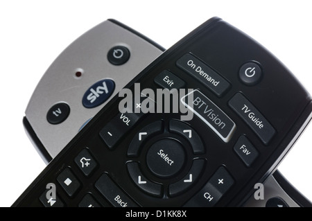 BT Vision and Sky+ remote controls Stock Photo