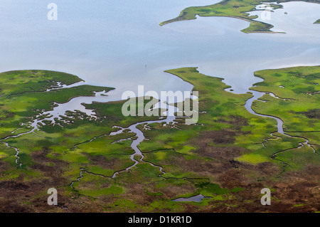 Aerial view of wetlands, Dauphin Island, Alabama, US Stock Photo