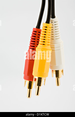 Closeup of AV cable connectors on white background Stock Photo