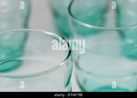 Detail of green glass cups. Stock Photo