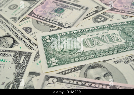 Dollar banknotes as background. Stock Photo