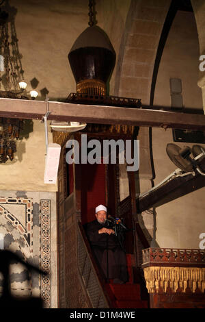 Dec. 28, 2012 - Cairo, Cairo, Egypt - Egyptian cleric Sheikh Yusuf al-Qaradawi, chairman of the International Union of Muslim Scholars, leads Friday prayers  before a protest against Syrian President Bashar al-Assad, at Al Azhar mosque in old Cairo December 28, 2012  (Credit Image: © Ashraf Amra/APA Images/ZUMAPRESS.com) Stock Photo