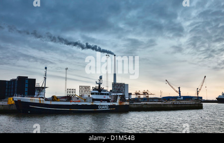 Offshore harbor in Esbjerg, Denmark Stock Photo