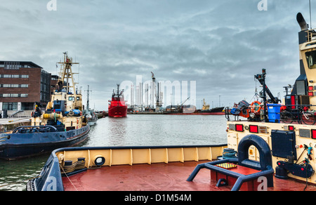 Offshore harbor in Esbjerg, Denmark Stock Photo