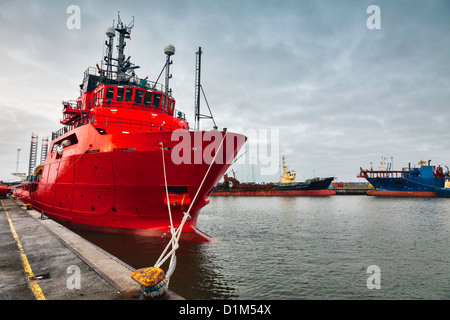 Offshore harbor in Esbjerg, Denmark Stock Photo