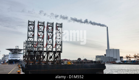 Offshore harbor in Esbjerg, Denmark Stock Photo