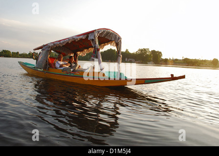 Shikara or house boat in Nageen lake, Srinagar, Jammu & Kashmir, India Stock Photo