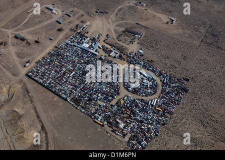 aerial photograph automobile junkyard southern Wyoming Stock Photo