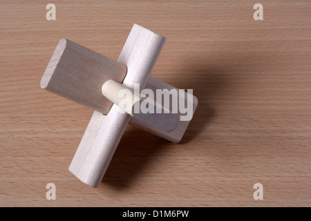 Wooden Puzzle on desktop Stock Photo