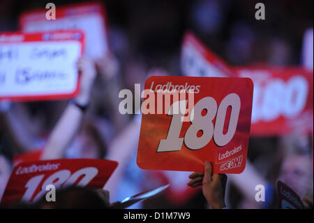 28.12.2012 London, England. The crowd during the Phil Taylor vs Andy Hamilton Ladbrokes World Darts Championship Quarter Final from Alexandra Palace. Stock Photo