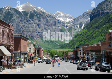 Ouray Colorado also known as 'the Switzerland of America' is a former mining town in the San Juan mountains of southern Colorado Stock Photo