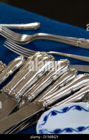 Cutlery on a Flea Market in Berlin Tiergarten, Germany Stock Photo