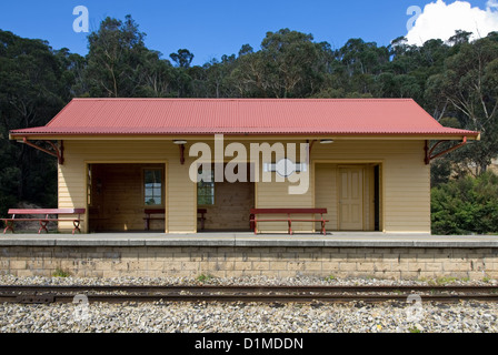 A small railway station waiting room, near Lithgow, New South Wales, Australia Stock Photo