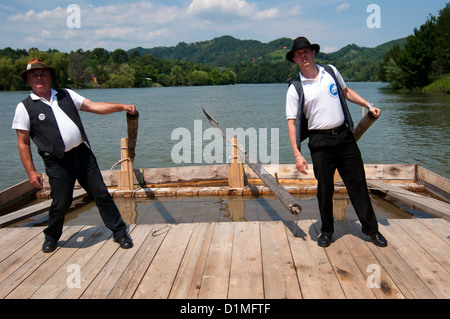 Pushing Raft Turning the raft on Drava river Stock Photo - Alamy