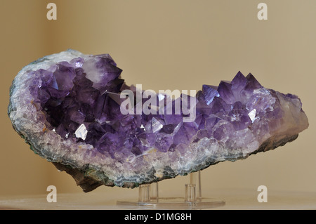 Vico Equense. Italy. Amethyst Quartz from Brazil on display at the Museo Mineralogico Campano. Stock Photo