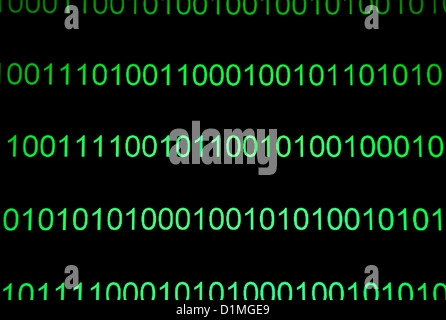 Representation of binary code numbers on computer screen, London Stock Photo