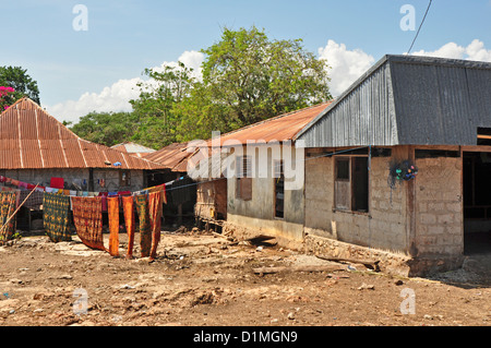 INDONESIA, Sumba, Maudolung, typical house with corrugated iron roof Stock Photo