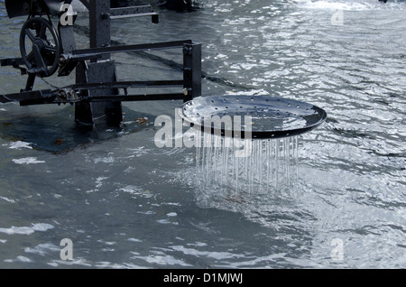 Switzerland, Basel. Tinguely Fountain, by artist Jean Tinguely. Mechanical working fountain sculpture. Stock Photo