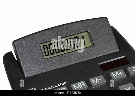 Calculator Display displaying 0.0000001 Stock Photo