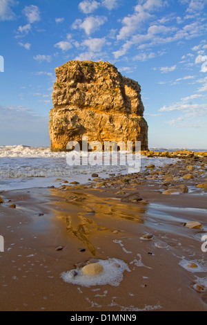 Marsden Rock, a rock formation in the North Sea at Marsden Bay, South Shields, Tyne and Wear, England, UK Stock Photo