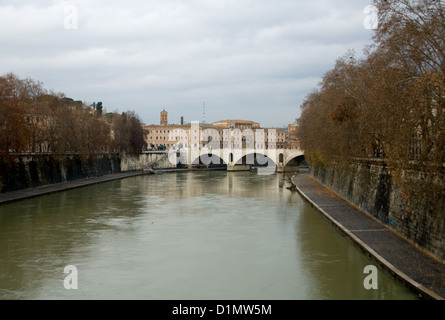 The Tiber River, Rome, Italy, swollen with flood waters Stock Photo