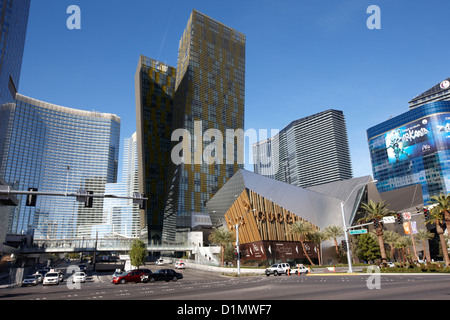 citycenter development including the aria veer towers and cosmopolitan Las Vegas Nevada USA Stock Photo