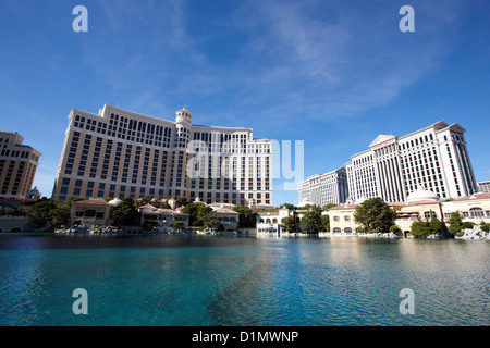 the bellagio hotel and casino and caesars palace hotel Las Vegas Nevada USA Stock Photo