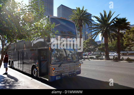 the deuce double deck bus on the Las Vegas strip Nevada USA Stock Photo