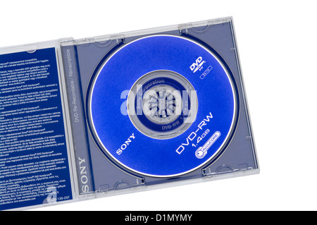 A Sony Re-Recordable DVD-RW In A Plastic Case Stock Photo