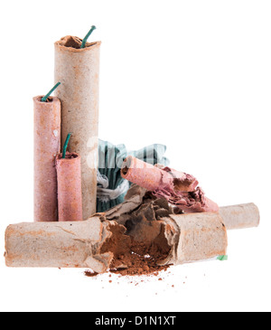 Exploded Firecrackers isolated on white background Stock Photo - Alamy