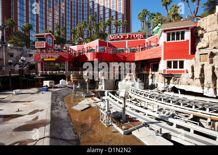 treasure island hotel and casino pirates lagoon drained for works during drought in Las Vegas Nevada USA Stock Photo