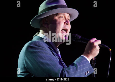 LINCOLN, CA – December 29: Scotty Morris with Big Bad Voodoo Daddy performs at Thunder Valley Casino Resort in Lincoln, California on December 28, 2012 Stock Photo