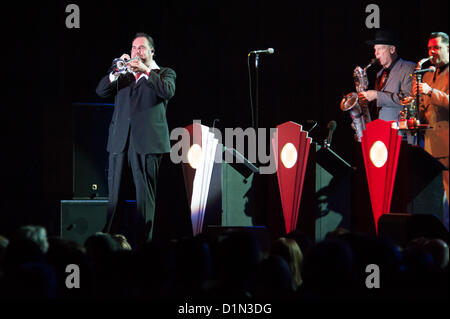 LINCOLN, CA – December 29: Big Bad Voodoo Daddy performs at Thunder Valley Casino Resort in Lincoln, California on December 28, 2012 Stock Photo