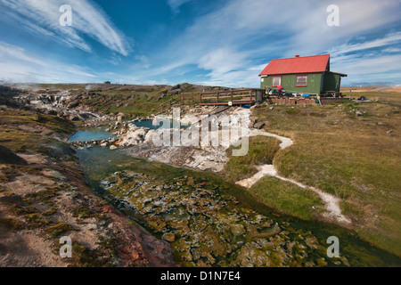 Geothermal hot springs at Hveravellir on the Kjölur Highland route in Iceland Stock Photo