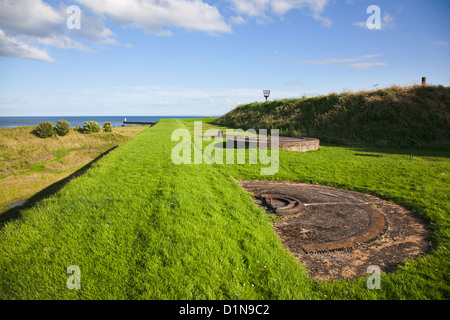 Gun emplacements on old town wall of Berwick upon Tweed, Northumberland Stock Photo