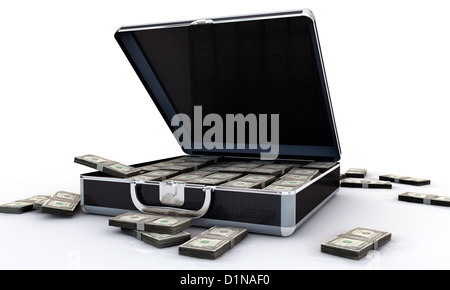 dollar briefcase isolated on white background Stock Photo